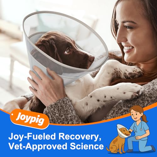 Dog Cone Collar with Soft Liner to Stop Licking (Grey / XL(Depth: 11.0, Girth: 16-19.5))
