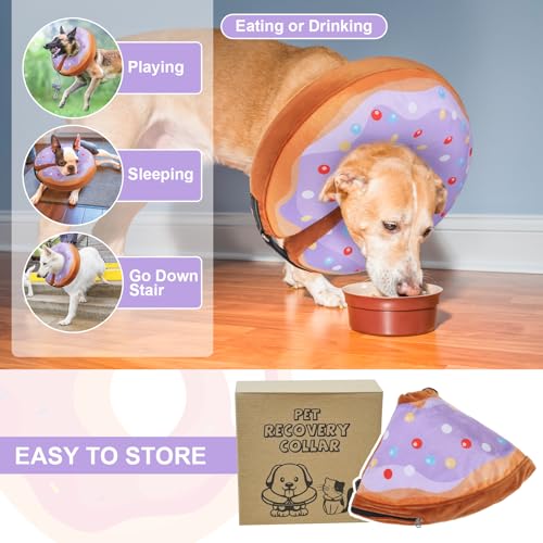 Dog Cone Collar Alternative After Surgery (Purple Donut / S(Neck:11"-13"))