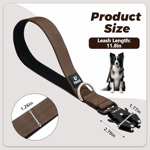 14 Inch Traffic Dog Leash with Padded Handle (Brown)