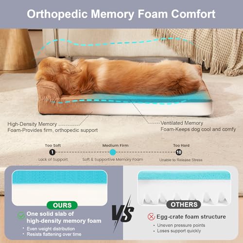 Microsuede Dog Bed Orthopedic Washable (Microsuede Style-Khaki / L(36"x27"x3"))