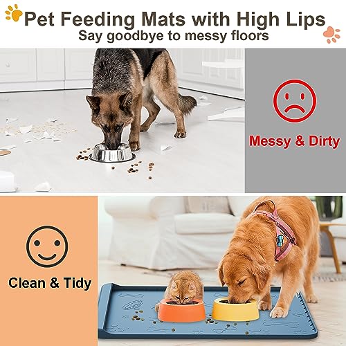 Dog Food Mat Silicone Dog Mat for Food and Water (Aqua blue / 36"L x 24"W)