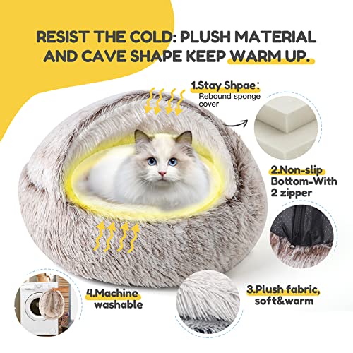 Cat Bed Cat Beds for Indoor Cats with Covered Hooded (21.0"L x 21.0"W x 15.0"Th / coffee)