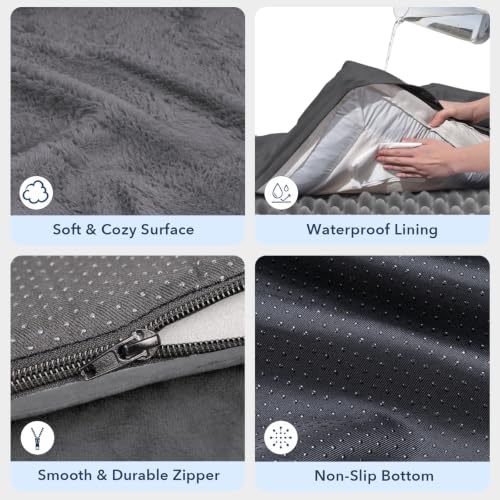 XL Orthopedic Dog Bed Waterproof for Extra Large Size Dogs (Dark Grey / 41.0"L x 29.0"W x 7.5"Th)