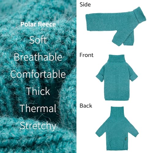Turtleneck Dog Knitted Sweater (Large / Steel Blue)