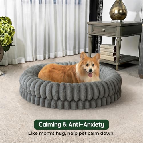 Luxury Donut Dog Bed (36.0"L x 36.0"W x 7.5"Th / Gray)