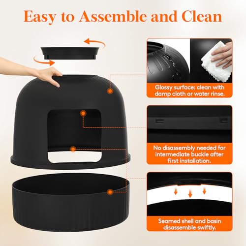 Hidden Plant Cat Litter Box with Plastic Scoop (Black)
