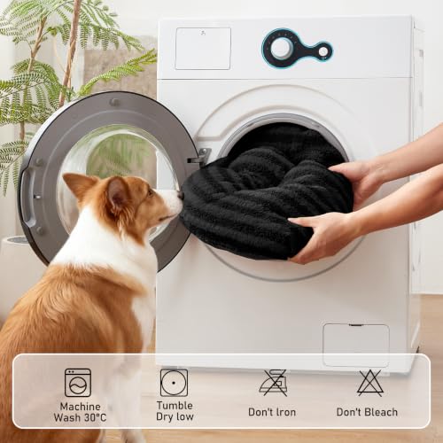 Washable Dog Bed Large Sized Dogs (Black / 35.0"l x 23.0"w x 3.5"th)