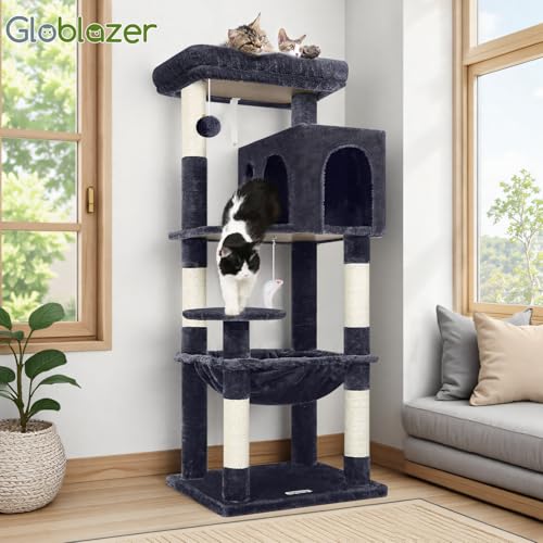Cat Tree Tower with Scratching Post for Indoor Cats (Dark Grey / L)