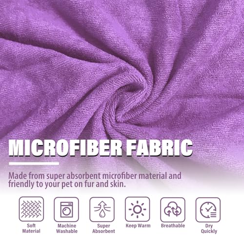 Dog Bathroowel Dog Drying Coat Microfiber Absorbent Fast Drying Robes (Purple / Small)