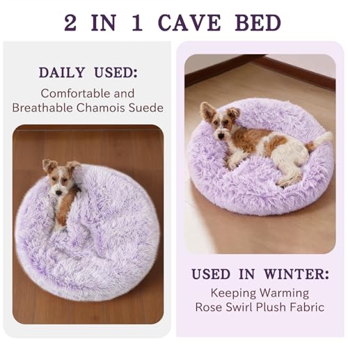 Calming Donut Dog Bed (Gradient Purple / Large 31.5''x31.5''x9'')