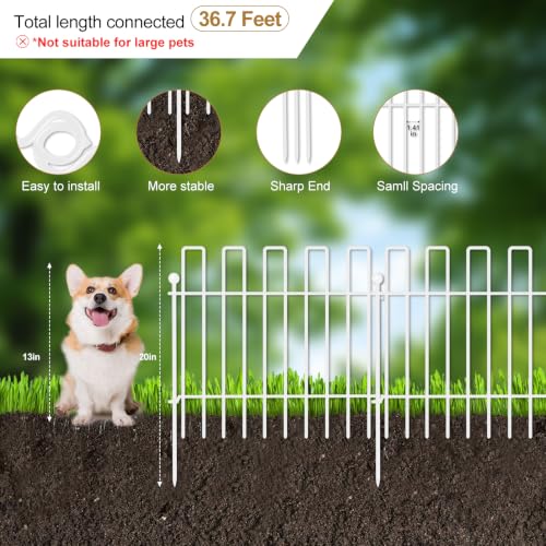 26 Panels No Dig Animal Barrier Fence (26 Panels, 13in(H) x 37ft(L) White)