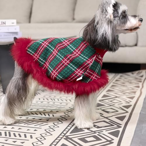 Dog Sweater Cloak (X-Large(Back Length 16") / Red Plaid)
