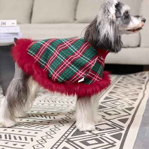Dog Sweater Cloak (Large(Back Length 14") / Red Plaid)