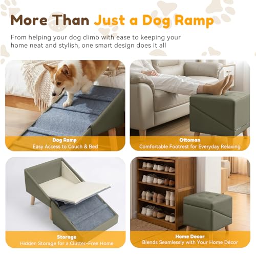 15.7" H Dog Ramp for Couch (Olive Green)