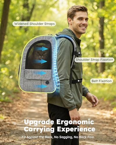 Cat Backpack Expandable (Grey / 12.6"L x 10.2"W x 16.5"H)