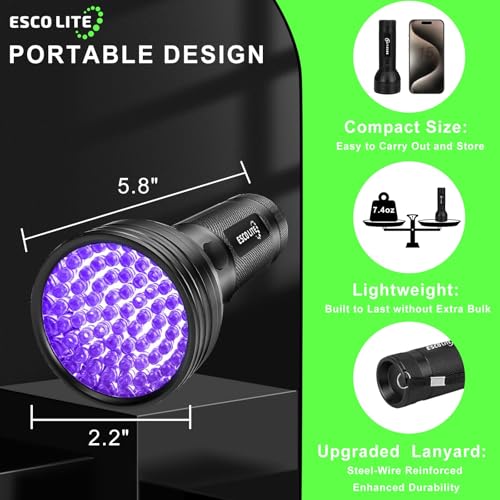 UV Flashlights Black Light for Pet Urine Detection 51 LED Blacklight Flashlight for Dog Cat Stains