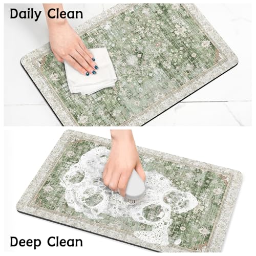 Pet Food Mats for Floor (Green / 32"l X 24"w)