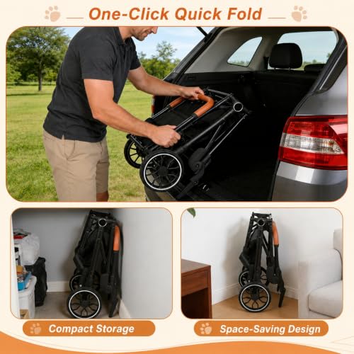 Pet Stroller with Detachable Carrier (Gray)