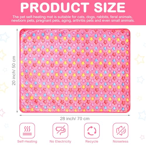 2 Pack Self Warming Cat Bed Self Heating Dog Pad Cat Warming Pad Thermal Pet Mat Washable Reflect Body Heat Removable Cover for Indoor Kittens Puppies Feral Pet (20 x 28 Inch)