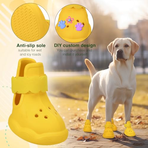 Dog Shoes for Hot Pavement and Snow (Yellow / XXL)