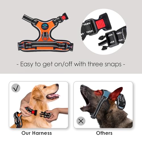 Reflective Dog Harness Large Breed Adjustable No Pull Vest (Extra Large / Orange)