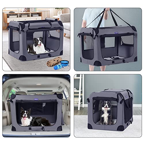 Portable Dog Crates for Medium Dogs (Gray / 32.0"L x 23.0"W x 23.0"H)