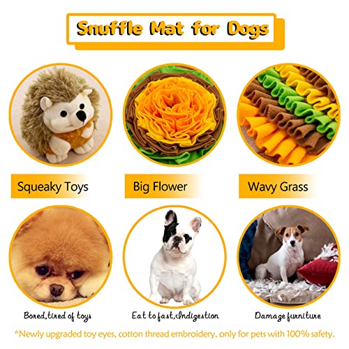 Pet Snuffle Mat for Dogs Hedgehog Puzzle Toy Large Sniffing Mat with Squeaky Mushrooms Portable Indoor