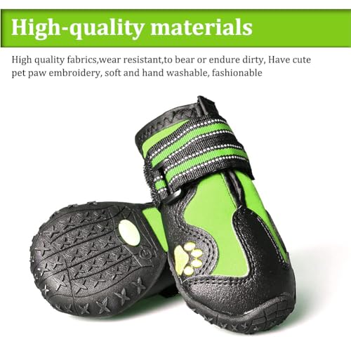 Dog Boots & Paw Protectors Non (Size 2: （2.4''x1.7'')(L*W) for 14-27 lbs / Green)