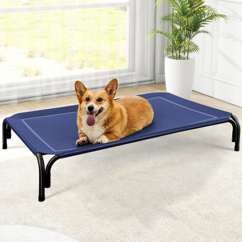 Outdoor Elevated Dog Bed for Medium Sized Dogs (M(35.50"x25.60"x8.00") / Navy Blue)