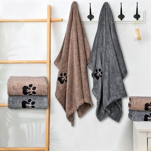 Dog Towels for Drying Dogs 2 Pack (Black and Brown / M-36" * 28")