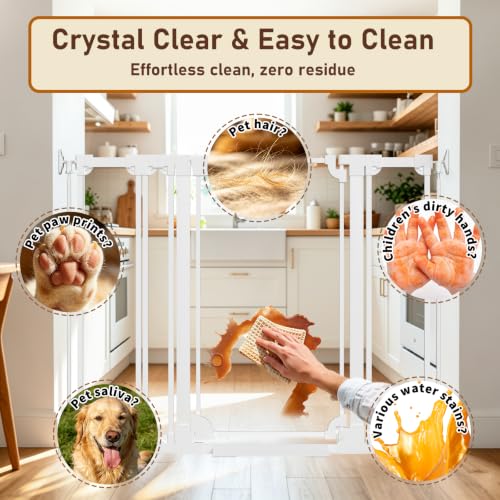 40" Extra Tall Clear Acrylic Dog Gate 29.52 (White / 29.52-37.79"W x 40"H)
