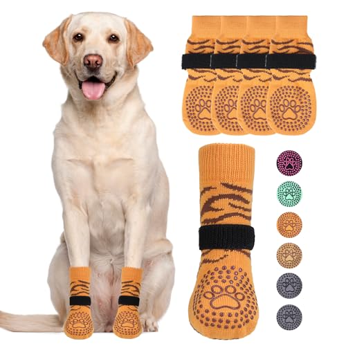 Dog Socks for Hot (Tiger Brown / Large (4 Pack))