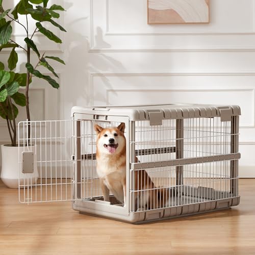 36" L Collapsible Dog Crate for Dogs (Beige / 36.42 x 24.2 x 26 in)