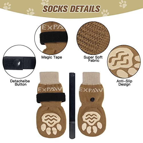 6PCS Anti Slip Dog Socks to Prevent Licking Paws (Medium (6 Count) / Khaki)