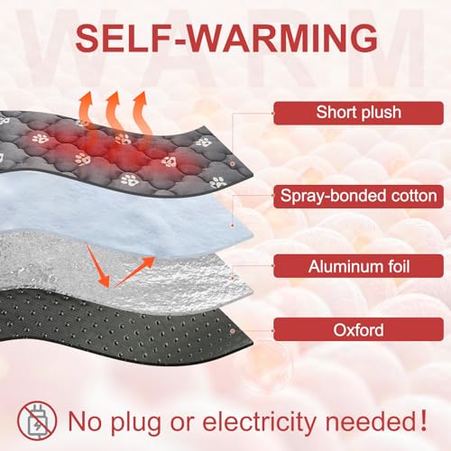 Self Warming Cat Mat (Grey_Paw / 28.0"L x 19.0"W x 0.2"Th)