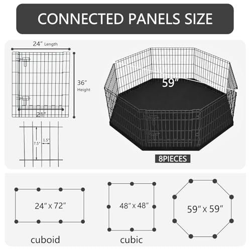 Foldable Metal Dog Exercise Pen (Black / 36''H)