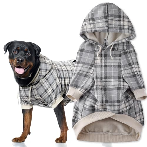 Rocky II Dog Hoodie (Gray Chesterfield Plaid / XXX-Small (up to 5lbs))