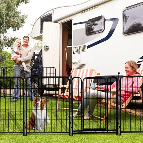32 in(H) Decorative Garden Fence with Gate, 8 Panels Total 17.7 Ft(L) Heavy Duty Iron Animal Barrier Fence for Yard,Suitable for Indoor Pet Or Outdoor Dog Fencing, Garden Border Fence (32''(H)-8panels-17.7ft(L))