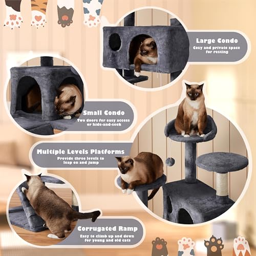 54in Cat Tree Tower (Dark Gray / 54in)