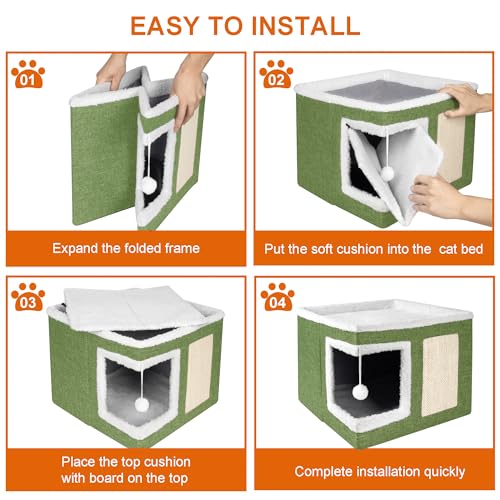 Cat Houses for Indoor Cats (S / Green)