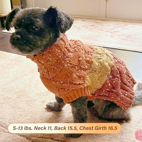 Color Block Dog Sweater for Small Dogs Turtleneck Thermal Knit (Small (7-11lbs) / 01# Brown)