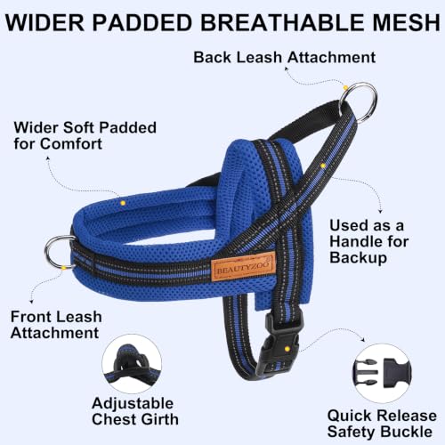 Small Dog Harness and Leash Set (Dark Blue / S: Chest 17.5"-22")