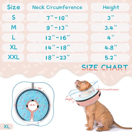 Raised Inflatable Dog Cone Collar to Stop Licking (Donut Light Blue / XL(Neck 14"-18"))