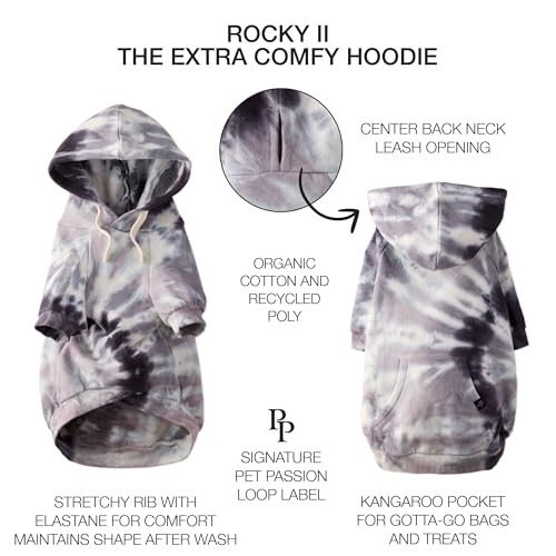 Rocky II Dog Hoodie (Black Tie Dye / X-Small (5-12 lbs))