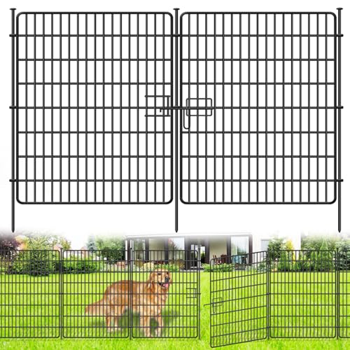 15 Panels No Dig Fence with Gate (Black / 15 Panels 32 in(H) X 36.2 ft(L) with gate)