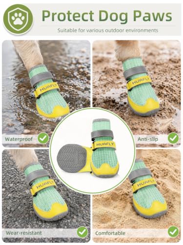 Dog Shoes Anti (Green-breathable-4pcs / Size 4（Width 2.17 inch）for 27.6-44.1 lbs)