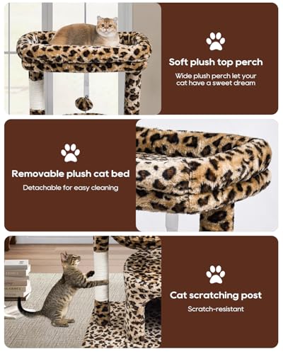 Small Leopard Print Cat Tree for Indoor Cats (29.6" / Leopard Print)