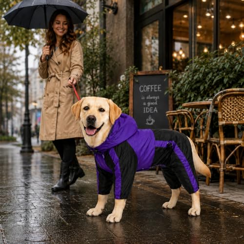 Dog Hooded Raincoat (L (Small Dog ~12lbs) / Purple)