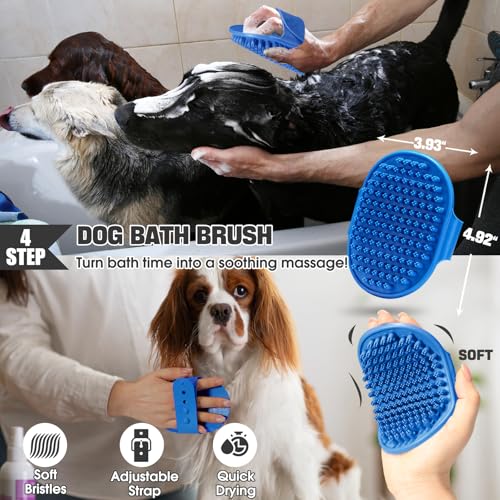 Dog Slicker Brush for Dogs Grooming Kit 5PCS Long Haired Doodles (Blue)