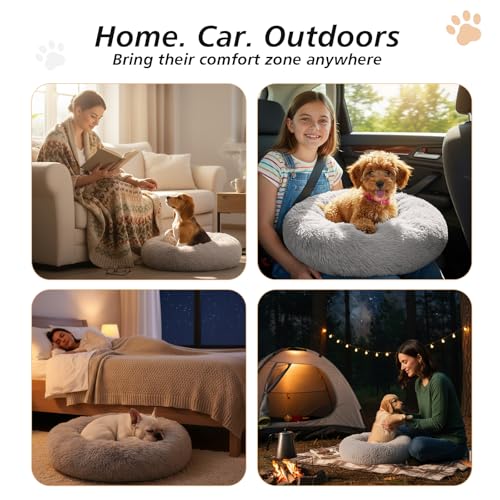 Calming Dog Bed for Small Dogs (01 - Smoke Grey / 23.0"L x 23.0"W x 8.0"Th)